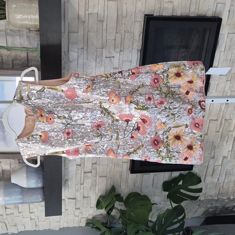 Milly Kyla Botanical Petals Sequin Mini Dress Size 6 New!